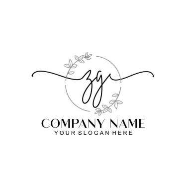 Çiçek ve Min ile Modern El Yazısı ZG İlk Logo Şablonları