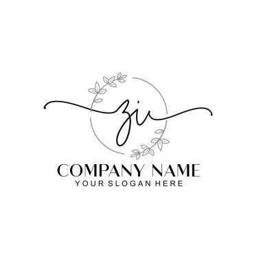 Çiçek ve Min ile Modern El Yazısı ZI İlk Logo Şablonları