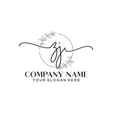 Çiçek ve Min ile Modern El Yazısı ZJ İlk Logo Şablonları