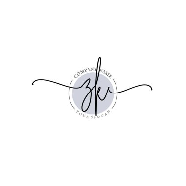 Çiçek ve Min ile Modern El Yazısı ZK İlk Logo Şablonları