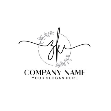 Çiçek ve Min ile Modern El Yazısı ZK İlk Logo Şablonları