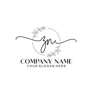 Çiçek ve Min ile Modern El Yazısı ZN İlk Logo Şablonları