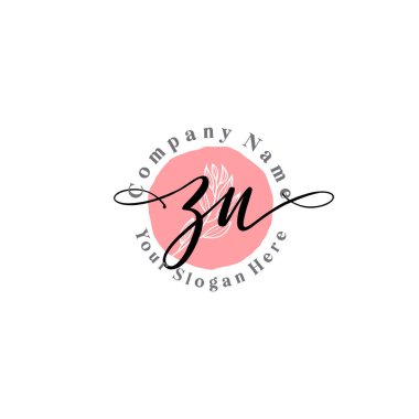 Çiçek ve Min ile Modern El Yazısı ZN İlk Logo Şablonları