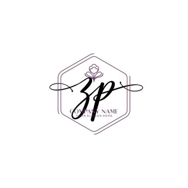 Çiçek ve Min ile Modern El Yazısı ZP İlk Logo Şablonları