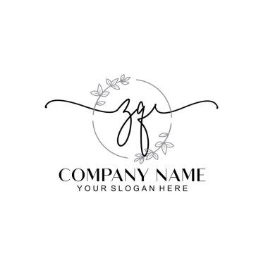 Çiçek ve Min ile Modern El Yazısı ZQ İlk Logo Şablonları