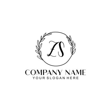 El yazısı Z harfli Çiçek Monogram Logosu Seti
