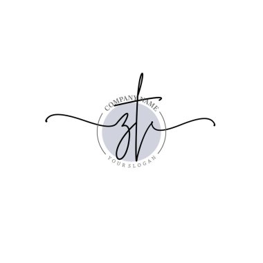 Çiçek ve Min ile Modern El Yazısı ZT İlk Logo Şablonları