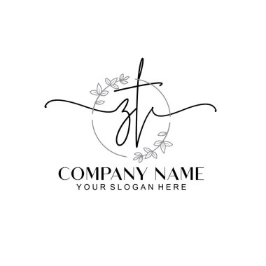 Çiçek ve Min ile Modern El Yazısı ZT İlk Logo Şablonları