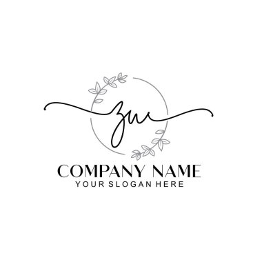Çiçek ve Min ile Modern El Yazısı ZU İlk Logo Şablonları
