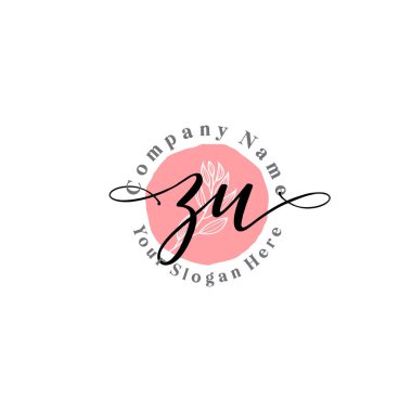 Çiçek ve Min ile Modern El Yazısı ZU İlk Logo Şablonları