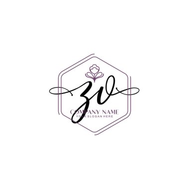 Çiçek ve Min ile Modern El Yazısı ZV İlk Logo Şablonları