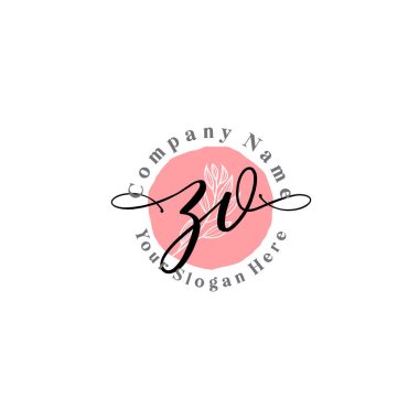 Çiçek ve Min ile Modern El Yazısı ZV İlk Logo Şablonları