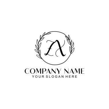 El yazısı ZX Baş harfli Çiçek Monogram Logosu