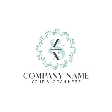 El yazısı ZX Baş harfli Çiçek Monogram Logosu