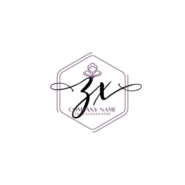 Çiçek ve Min ile Modern El Yazısı ZX İlk Logo Şablonları