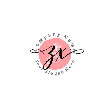 Çiçek ve Min ile Modern El Yazısı ZX İlk Logo Şablonları