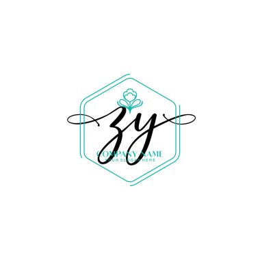 Çiçek ve Min ile Modern El Yazısı ZY İlk Logo Şablonları