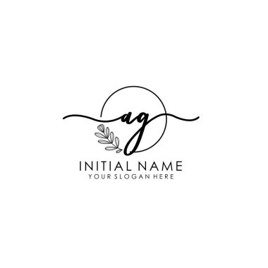 Botanik ve Minimalist Tasarımlı El Yazısıyla AG İlk Logosu