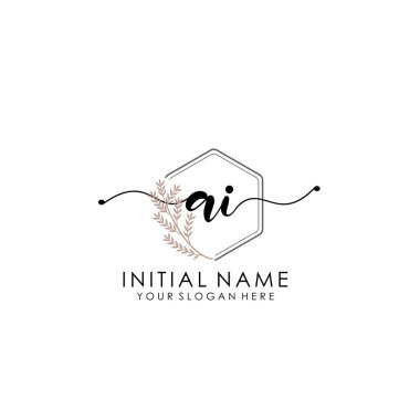 Botanik ve Minimalist Tasarımlı El Yazısıyla Yapay Zeka İlk Logosu