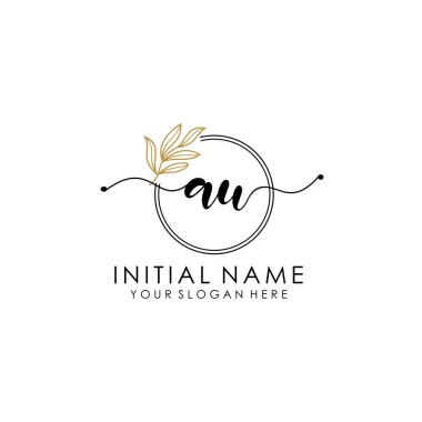 Botanik ve Minimalist Tasarımlı El Yazısıyla AU İlk Logosu