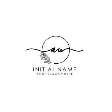 Botanik ve Minimalist Tasarımlı El Yazısıyla AU İlk Logosu