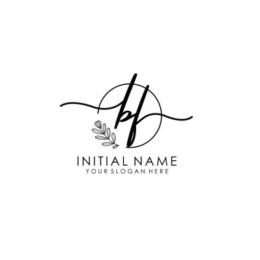 Botanik ve Minimalist Tasarımlı El Yazısıyla BF İlk Logosu