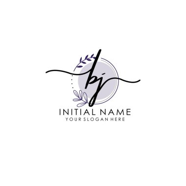 Botanik ve Minimalist Tasarımlı El Yazısıyla BJ İlk Logosu