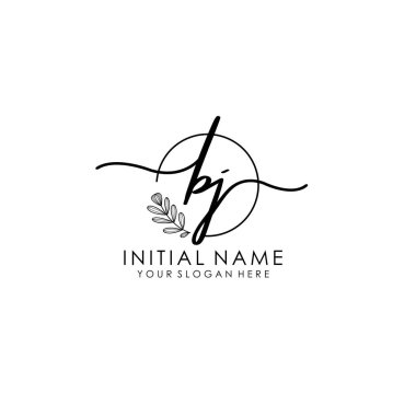 Botanik ve Minimalist Tasarımlı El Yazısıyla BJ İlk Logosu