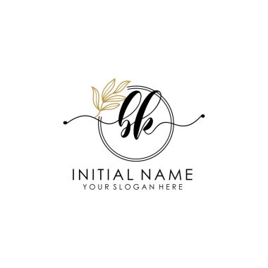 Botanik ve Minimalist Tasarımlı El Yazısıyla BK İlk Logosu