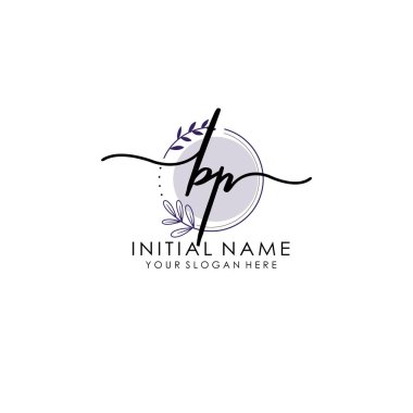Botanik ve Minimalist Tasarımlı el yazısı BP İlk Logosu