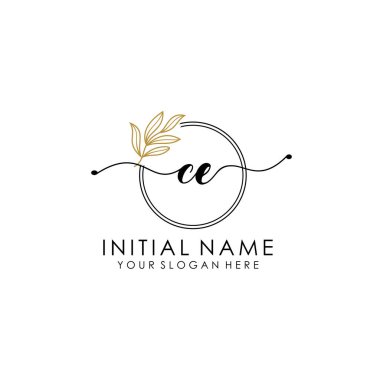 Botanik ve Minimalist Tasarımlı El Yazısıyla CF İlk Logosu
