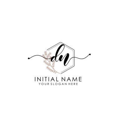 Botanik ve Minimalist Tasarımlı El Yazısıyla DN İlk Logosu