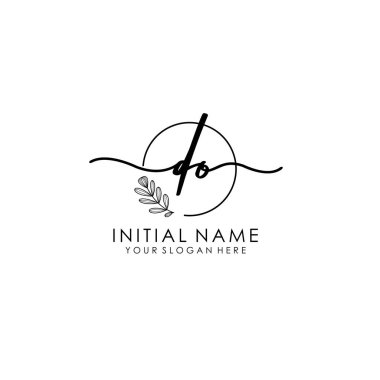 Botanik ve Minimalist Tasarımlı el yazısı DO İlk Logosu