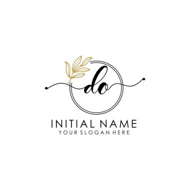 Botanik ve Minimalist Tasarımlı el yazısı DO İlk Logosu