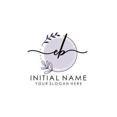 Botanik ve Minimalist Tasarımlı El Yazısıyla EB İlk Logosu