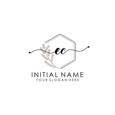 Botanik ve Minimalist Tasarımlı El Yazısıyla AK İlk Logosu