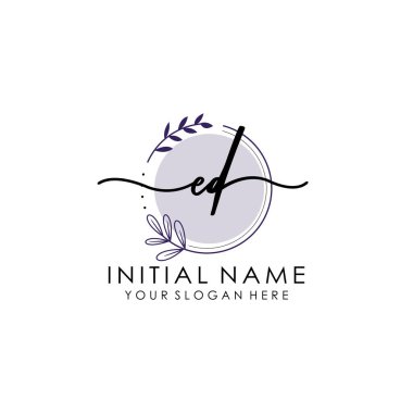 Botanik ve Minimalist Tasarımlı El Yazısıyla Ed Logosu