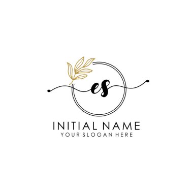 Botanik ve Minimalist Tasarımlı El Yazısıyla ES İlk Logosu