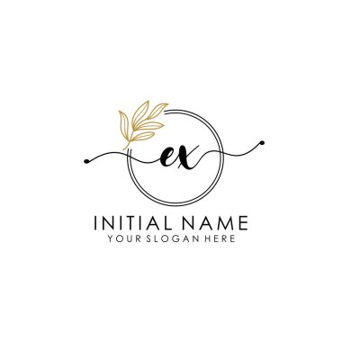 Botanik ve Minimalist Tasarımlı El Yazısıyla EX İlk Logosu