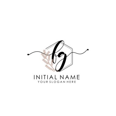 Botanik ve Minimalist Tasarımlı El Yazısıyla FG İlk Logosu