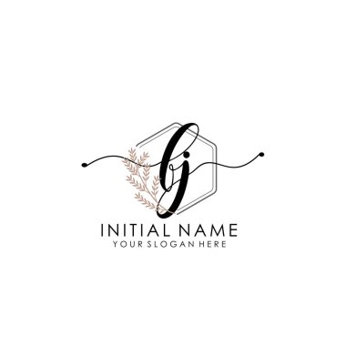 Botanik ve Minimalist Tasarımlı El Yazısıyla FJ İlk Logo