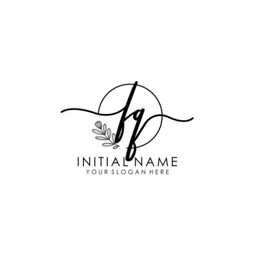 Botanik ve Minimalist Tasarımlı El Yazısıyla FQ İlk Logo