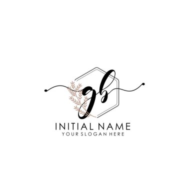 Botanik ve Minimalist Tasarımlı el yazısı GB Baş Logosu
