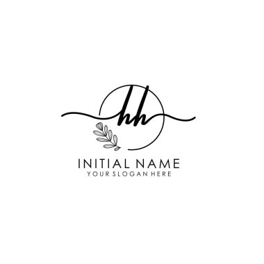 Botanik ve Minimalist Tasarımlı El Yazısıyla HH İlk Logosu