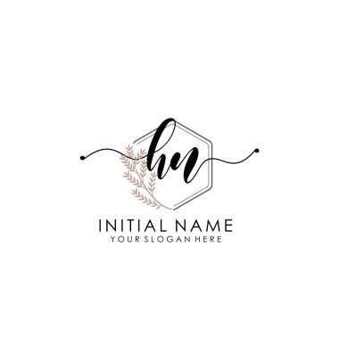 Botanik ve Minimalist Tasarımlı El Yazısıyla HN İlk Logosu