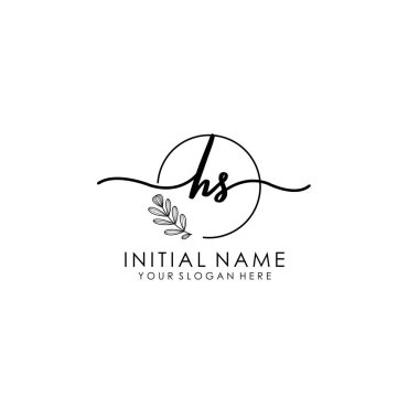 Botanik ve Minimalist Tasarımlı El Yazısıyla HS İlk Logosu