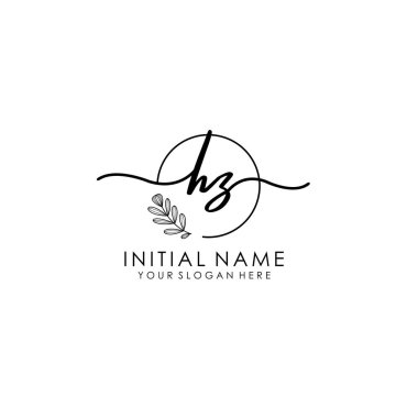 Botanik ve Minimalist Tasarımlı El Yazısıyla HZ İlk Logosu