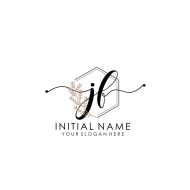 Botanik ve Minimalist Tasarımlı El Yazısıyla JF İlk Logosu