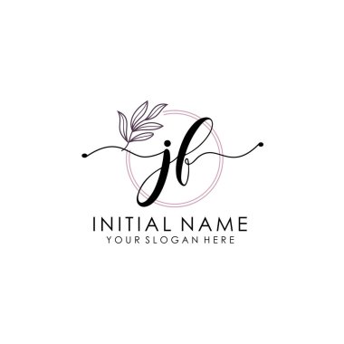 Botanik ve Minimalist Tasarımlı El Yazısıyla JF İlk Logosu