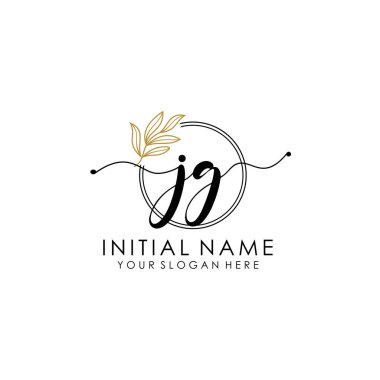 Botanik ve Minimalist Tasarımlı El Yazısıyla JG İlk Logosu